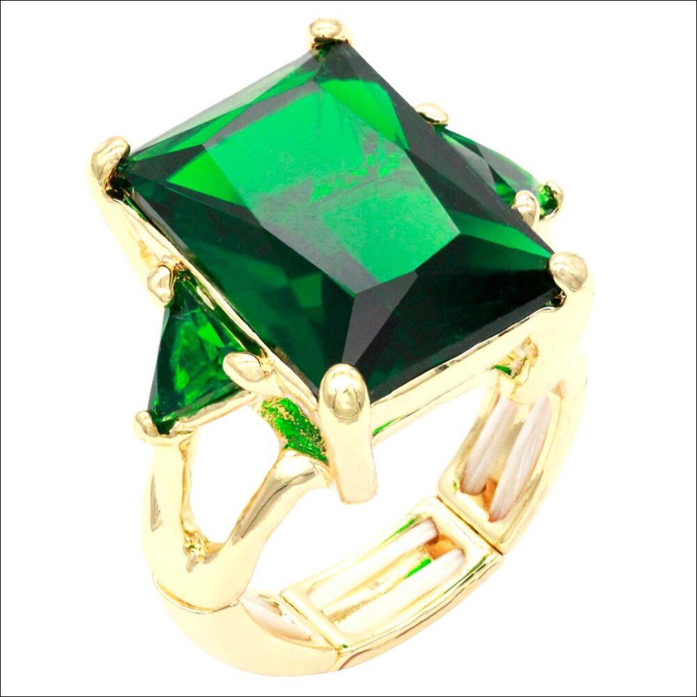 Gold Plated Stretch Statement Ring With Radiant C… - image 1